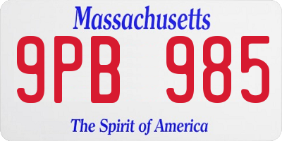 MA license plate 9PB985