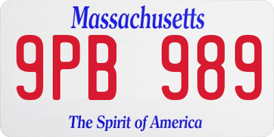 MA license plate 9PB989