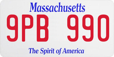 MA license plate 9PB990