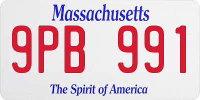 MA license plate 9PB991