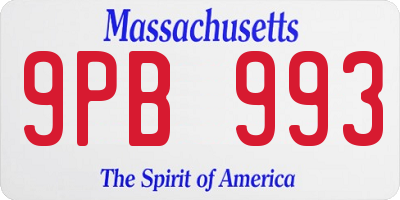 MA license plate 9PB993
