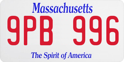 MA license plate 9PB996