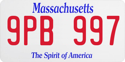 MA license plate 9PB997