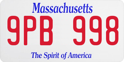 MA license plate 9PB998