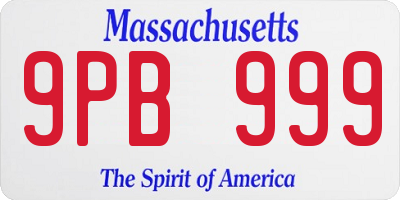 MA license plate 9PB999