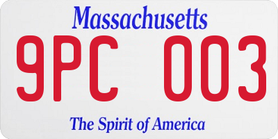 MA license plate 9PC003