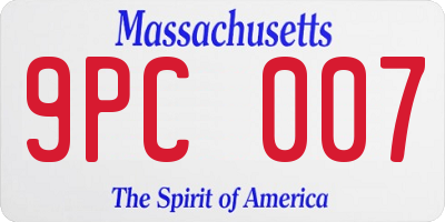 MA license plate 9PC007