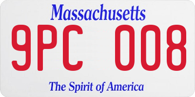 MA license plate 9PC008