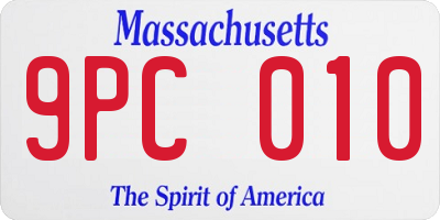 MA license plate 9PC010