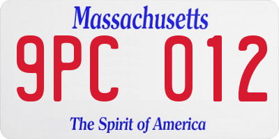 MA license plate 9PC012