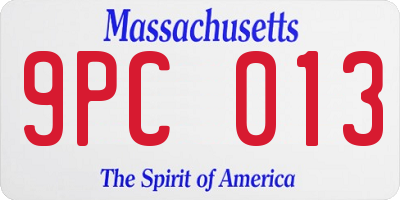 MA license plate 9PC013
