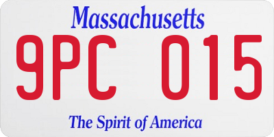 MA license plate 9PC015