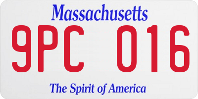 MA license plate 9PC016