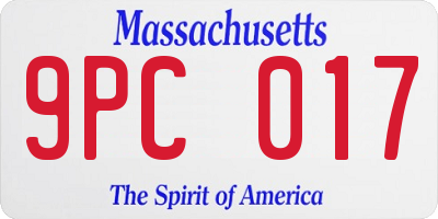 MA license plate 9PC017