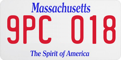 MA license plate 9PC018