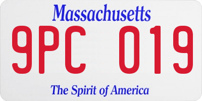 MA license plate 9PC019