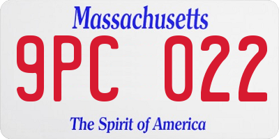 MA license plate 9PC022