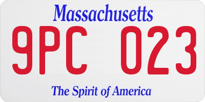 MA license plate 9PC023