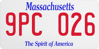 MA license plate 9PC026