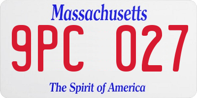MA license plate 9PC027