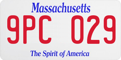 MA license plate 9PC029