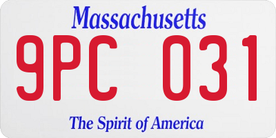 MA license plate 9PC031