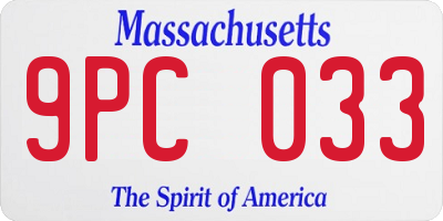 MA license plate 9PC033