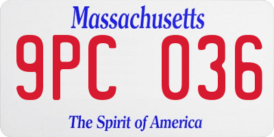 MA license plate 9PC036