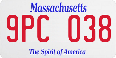 MA license plate 9PC038