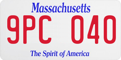 MA license plate 9PC040