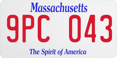 MA license plate 9PC043