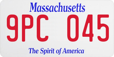 MA license plate 9PC045