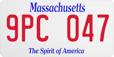 MA license plate 9PC047