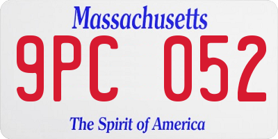 MA license plate 9PC052