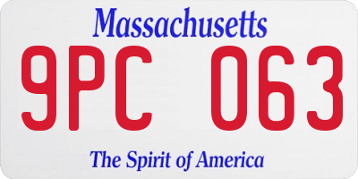 MA license plate 9PC063