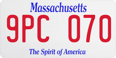 MA license plate 9PC070