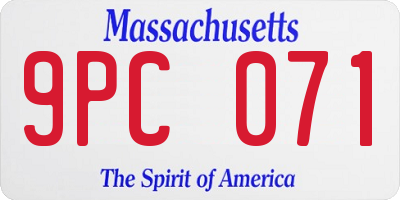 MA license plate 9PC071