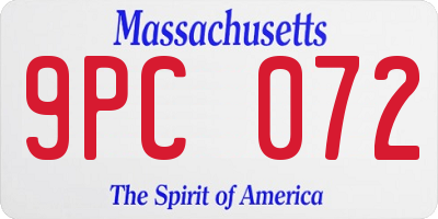 MA license plate 9PC072