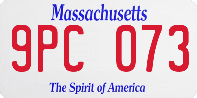MA license plate 9PC073