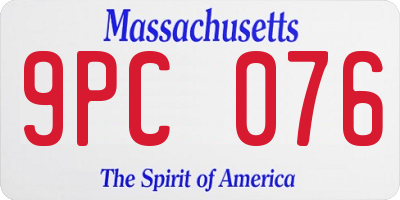 MA license plate 9PC076