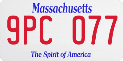 MA license plate 9PC077
