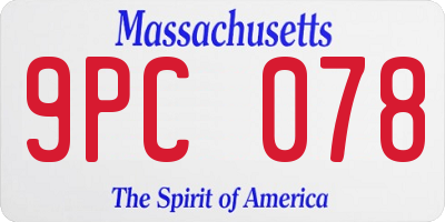 MA license plate 9PC078