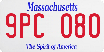 MA license plate 9PC080