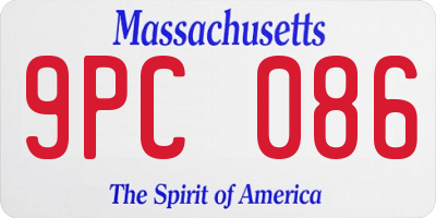 MA license plate 9PC086
