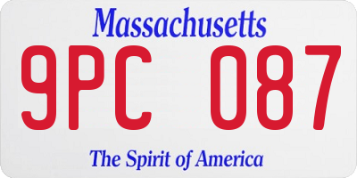 MA license plate 9PC087