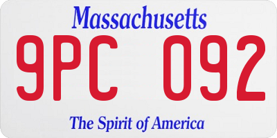 MA license plate 9PC092