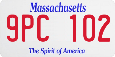 MA license plate 9PC102
