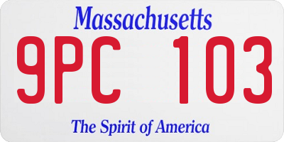 MA license plate 9PC103