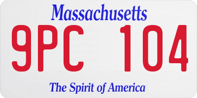 MA license plate 9PC104