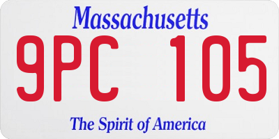 MA license plate 9PC105